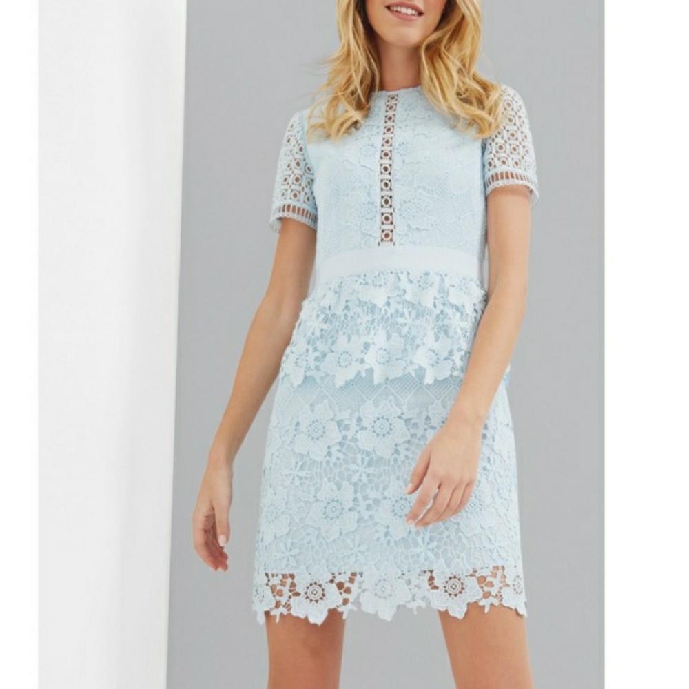 Ted Baker London Light Blue Lace Mini Dress